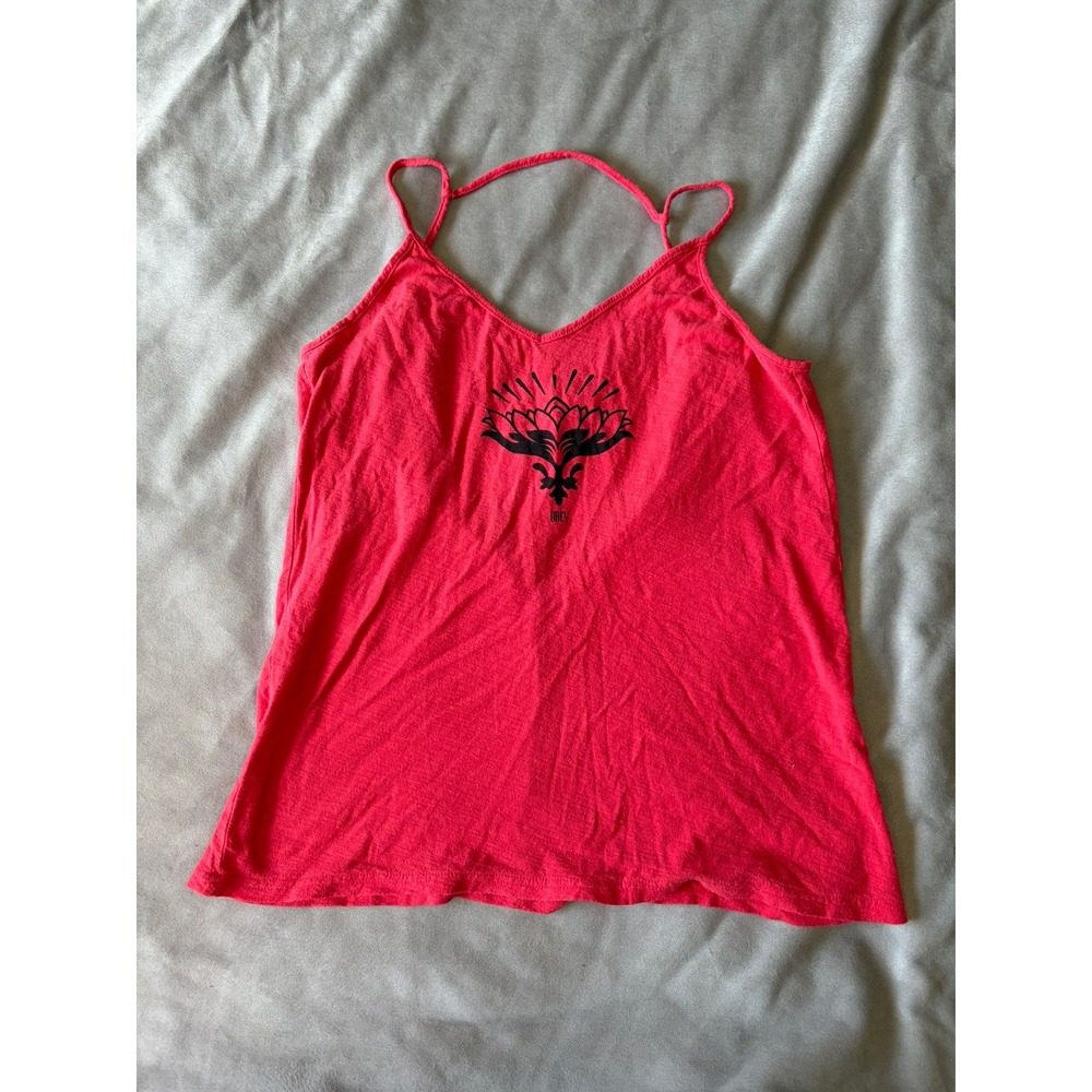 Obey Propaganda Red Graphic Open Back Cami Tank Top Small Cotton